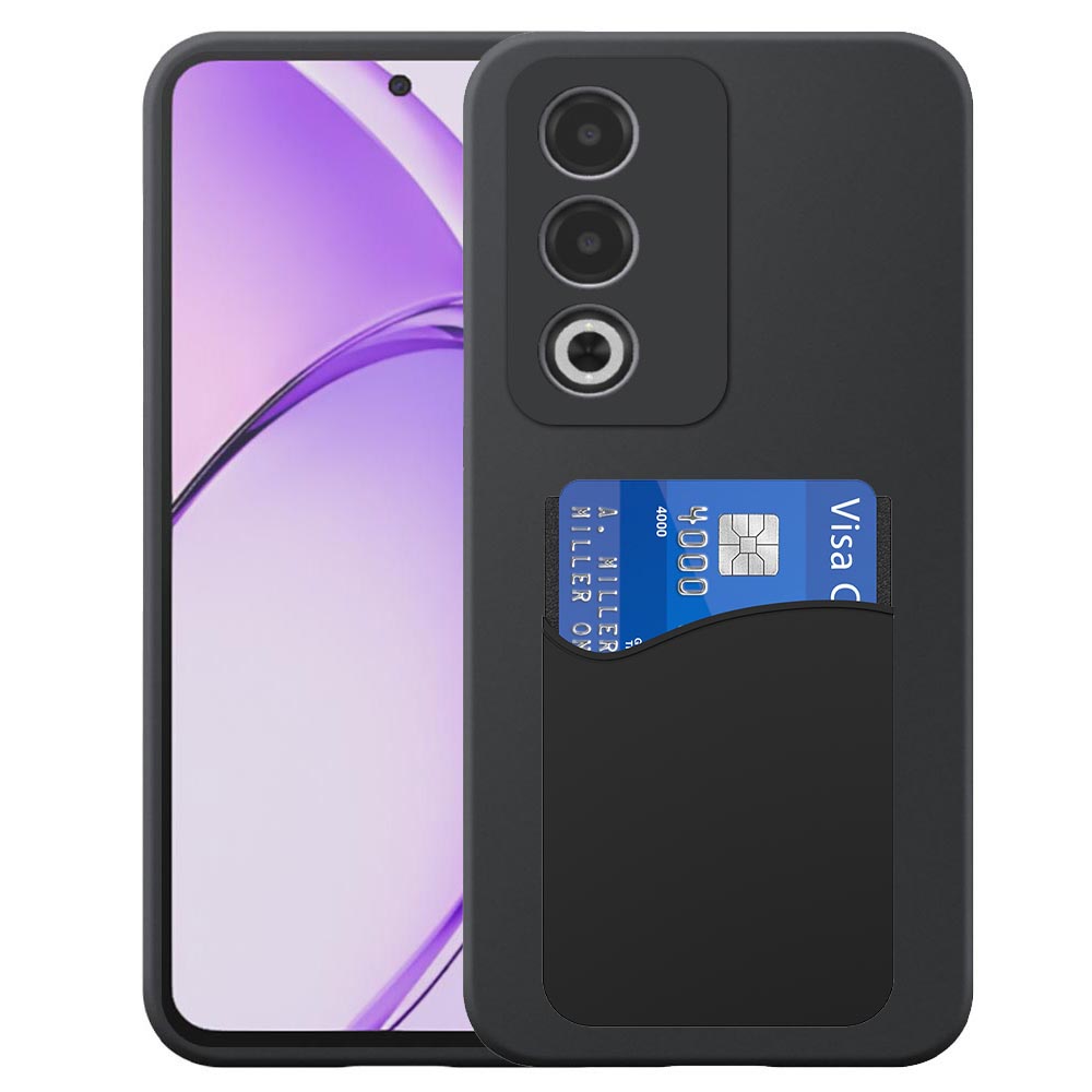 Oppo A3 Pro telefoonhoesje siliconen zwart_met siliconen pasjeshouder