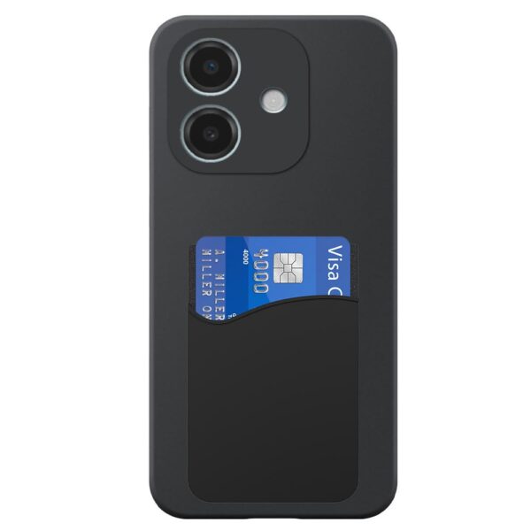 Oppo A3 telefoonhoesje siliconen zwart (2)_met siliconen pasjeshouder (2)