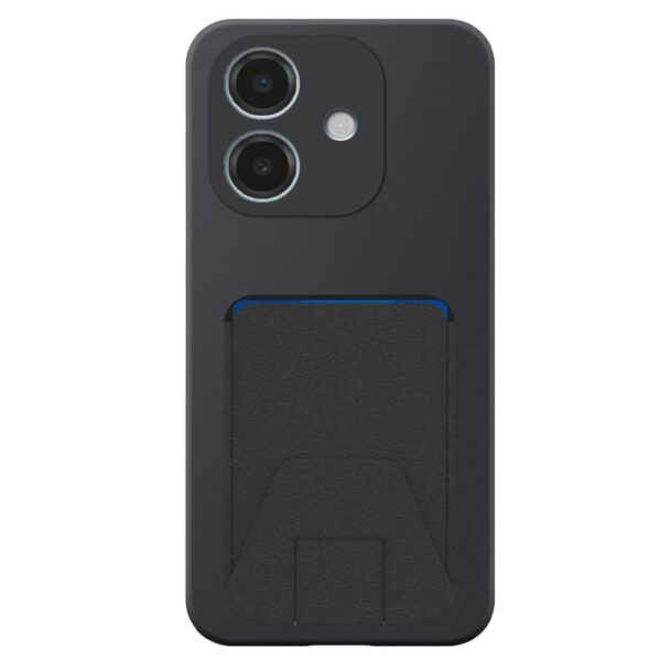 Oppo A3 telefoonhoesje siliconen zwart (2)_met verstelbare leren pasjeshouder (2)
