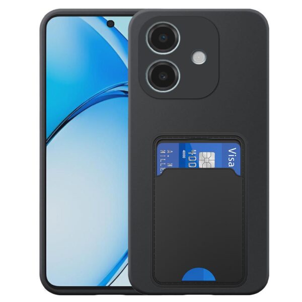 Oppo A3 telefoonhoesje siliconen zwart_met TPU pasjeshouder