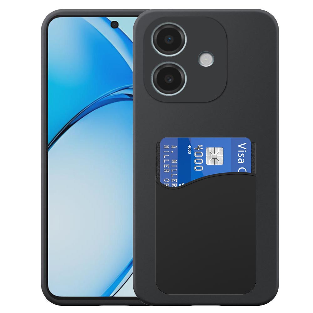 Oppo A3 telefoonhoesje siliconen zwart_met siliconen pasjeshouder