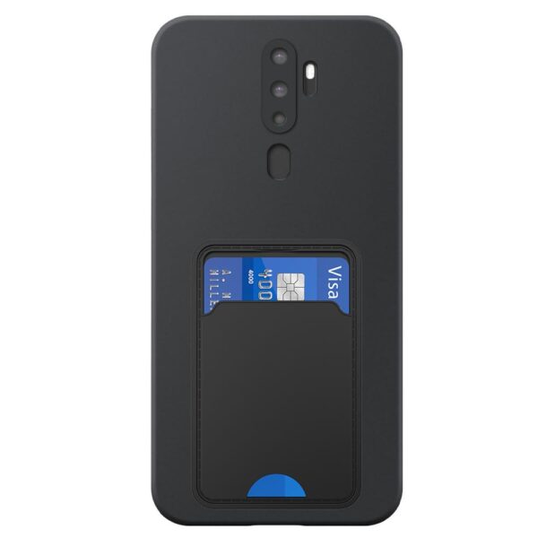 Oppo A5 2020 telefoonhoesje siliconen zwart (2)_met TPU pasjeshouder (2)