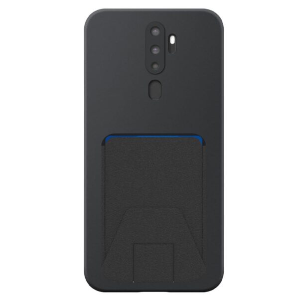 Oppo A5 2020 telefoonhoesje siliconen zwart (2)_met verstelbare leren pasjeshouder (2)