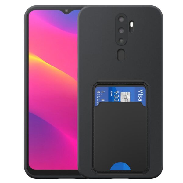 Oppo A5 2020 telefoonhoesje siliconen zwart_met TPU pasjeshouder