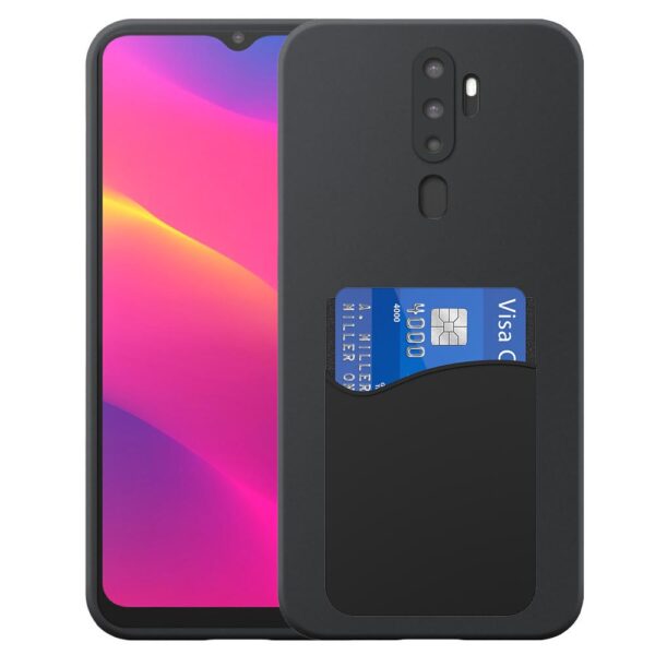 Oppo A5 2020 telefoonhoesje siliconen zwart_met siliconen pasjeshouder