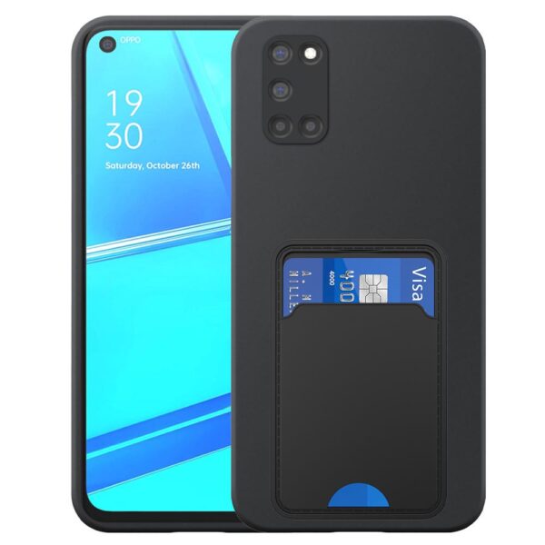 Oppo A52 telefoonhoesje siliconen zwart_met TPU pasjeshouder