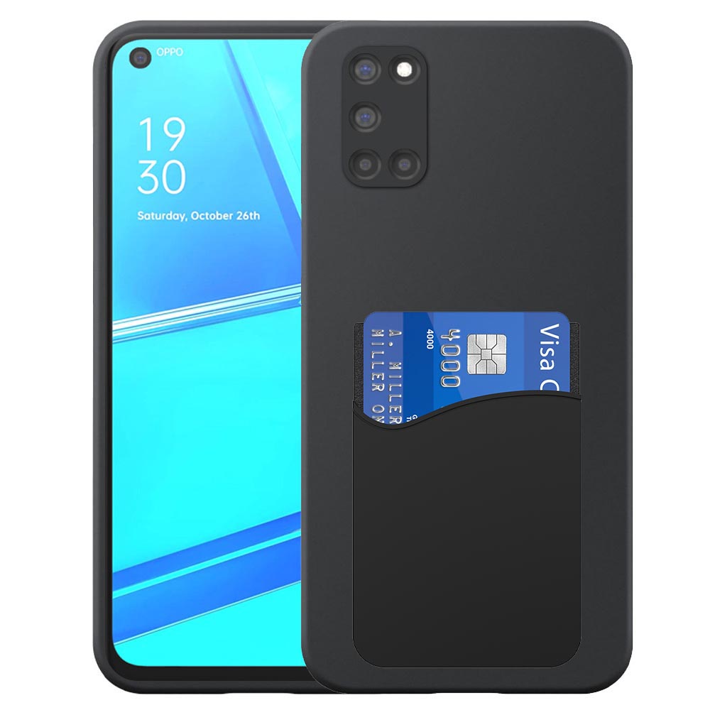 Oppo A52 telefoonhoesje siliconen zwart_met siliconen pasjeshouder