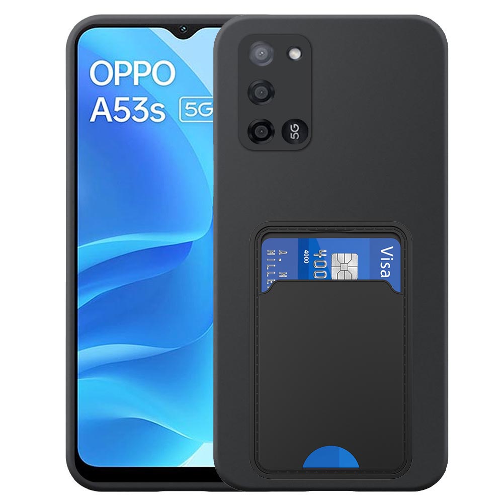 Oppo A53s 5G telefoonhoesje siliconen zwart_met TPU pasjeshouder