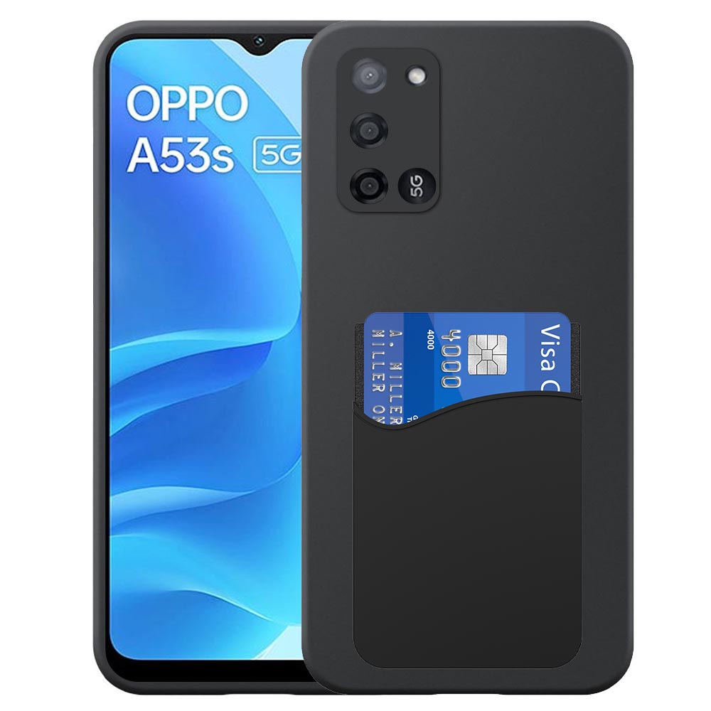 Oppo A53s 5G telefoonhoesje siliconen zwart_met siliconen pasjeshouder
