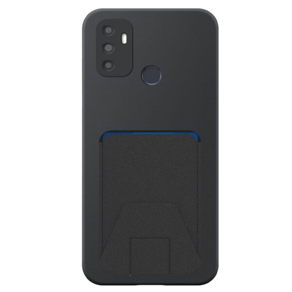 Oppo A53s telefoonhoesje siliconen zwart (2)_met verstelbare leren pasjeshouder (2)