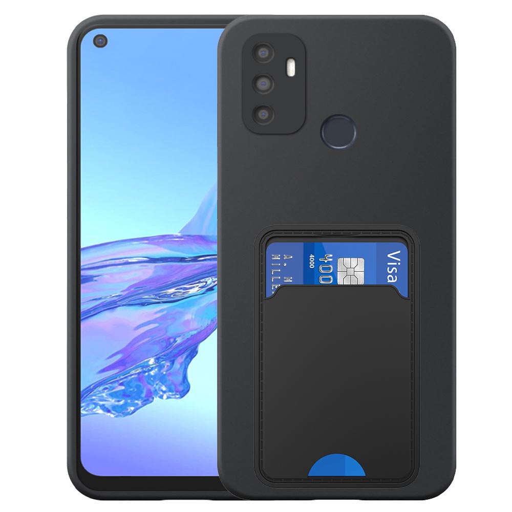 Oppo A53s telefoonhoesje siliconen zwart_met TPU pasjeshouder