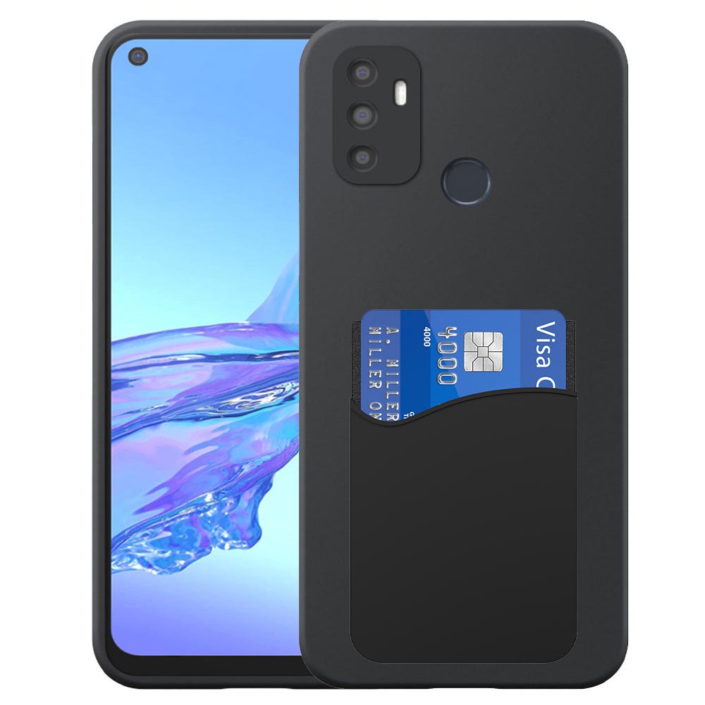 Oppo A53s telefoonhoesje siliconen zwart_met siliconen pasjeshouder
