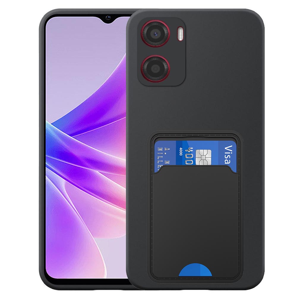 Oppo A57-A77 telefoonhoesje siliconen zwart_met TPU pasjeshouder