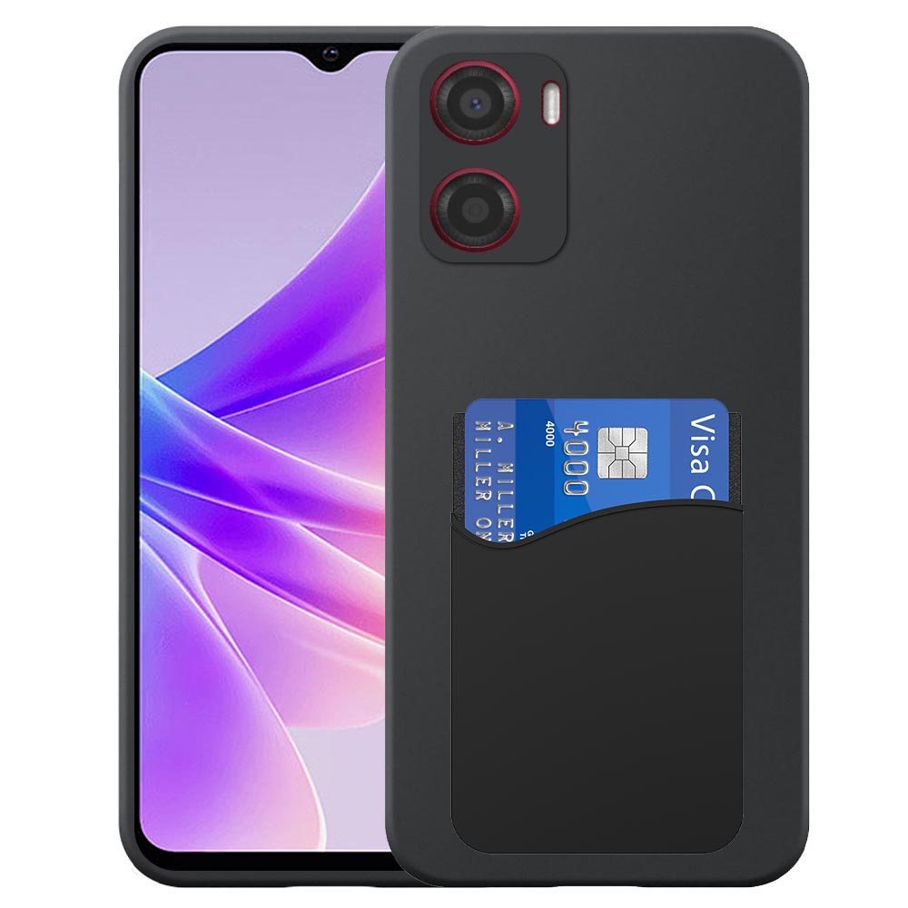 Oppo A57-A77 telefoonhoesje siliconen zwart_met siliconen pasjeshouder