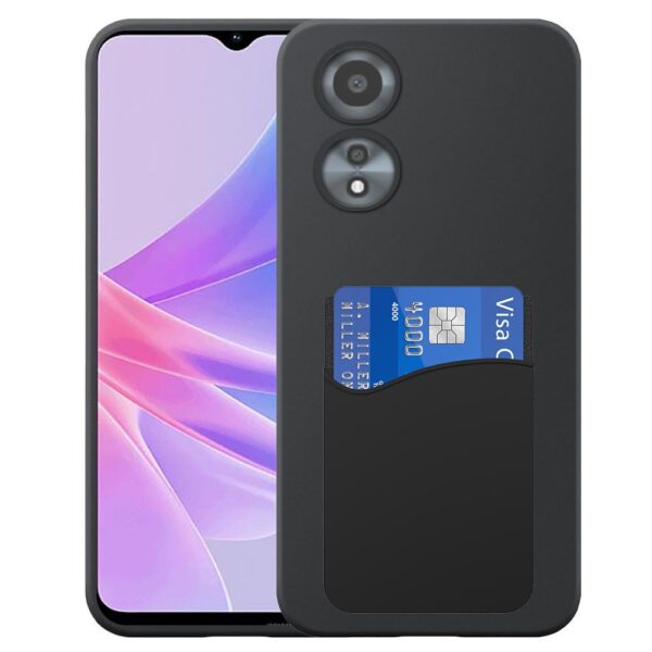 Oppo A58 telefoonhoesje siliconen zwart_met siliconen pasjeshouder