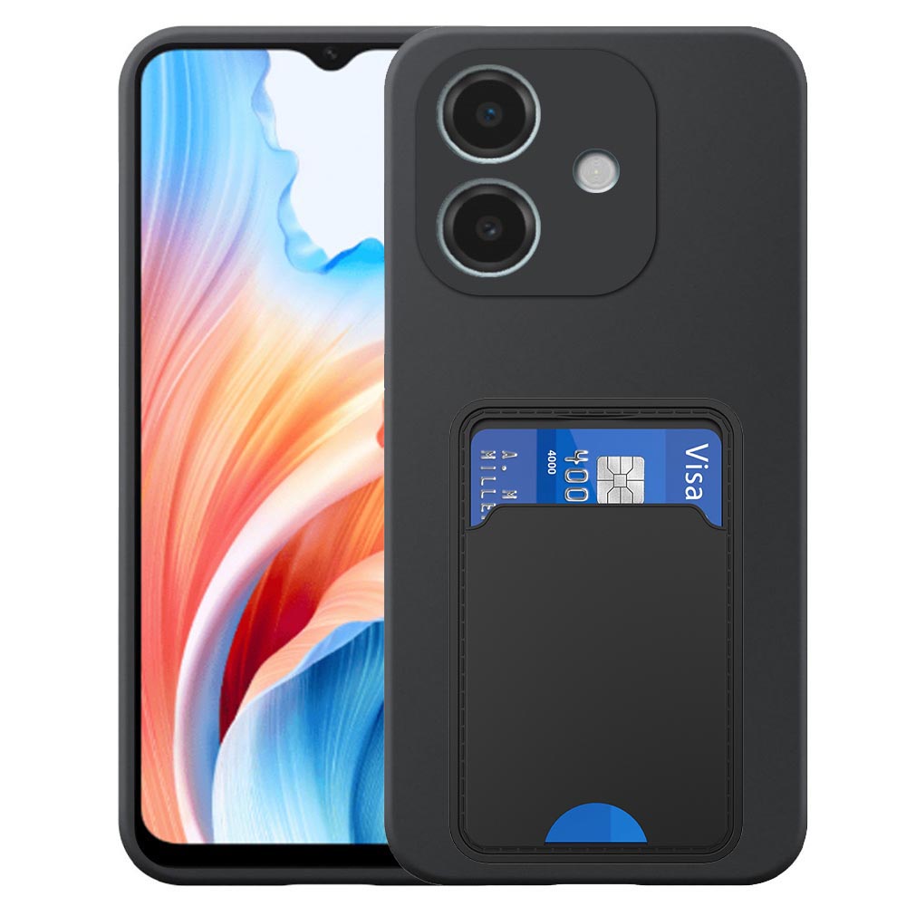 Oppo A59 telefoonhoesje siliconen zwart_met TPU pasjeshouder