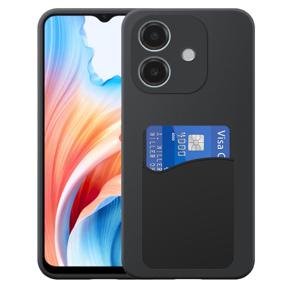 Oppo A59 telefoonhoesje siliconen zwart_met siliconen pasjeshouder