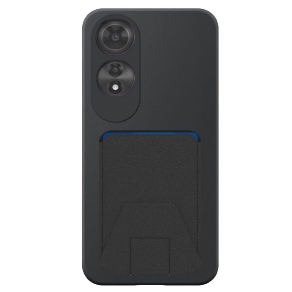 Oppo A60 telefoonhoesje siliconen zwart (2)_met verstelbare leren pasjeshouder (2)