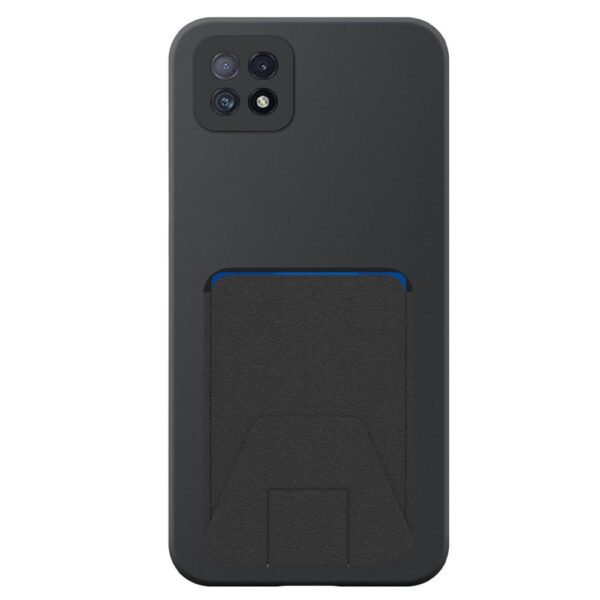 Oppo A73 5G telefoonhoesje siliconen zwart (2)_met verstelbare leren pasjeshouder (2)