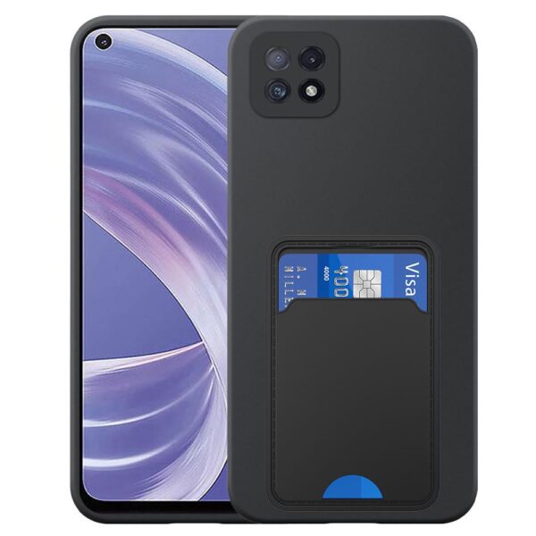 Oppo A73 5G telefoonhoesje siliconen zwart_met TPU pasjeshouder