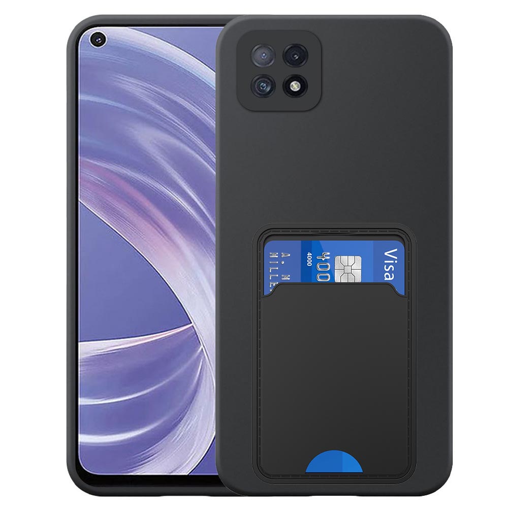 Oppo A73 5G telefoonhoesje siliconen zwart_met TPU pasjeshouder