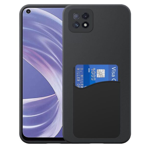 Oppo A73 5G telefoonhoesje siliconen zwart_met siliconen pasjeshouder
