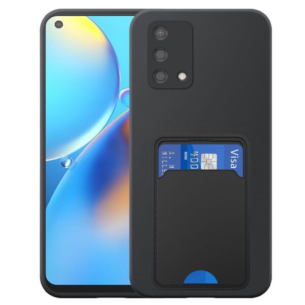 Oppo A74 telefoonhoesje siliconen zwart_met TPU pasjeshouder