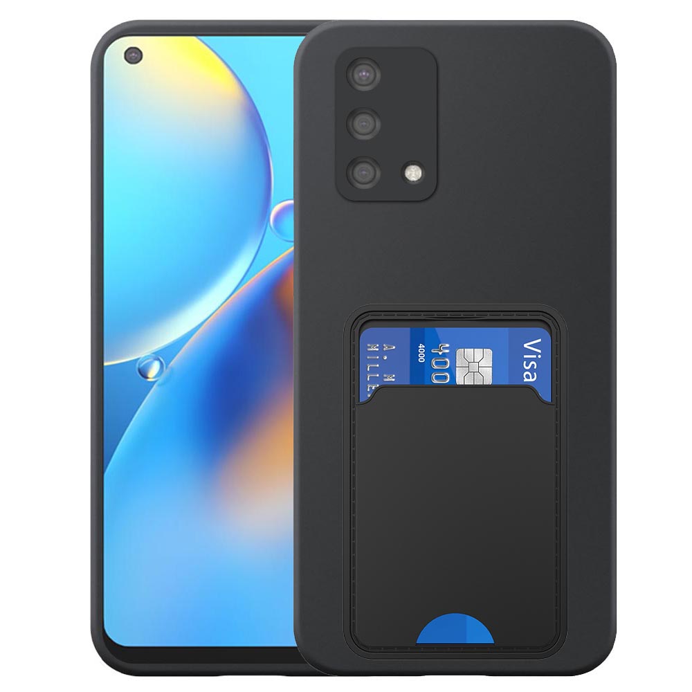 Oppo A74 telefoonhoesje siliconen zwart_met TPU pasjeshouder