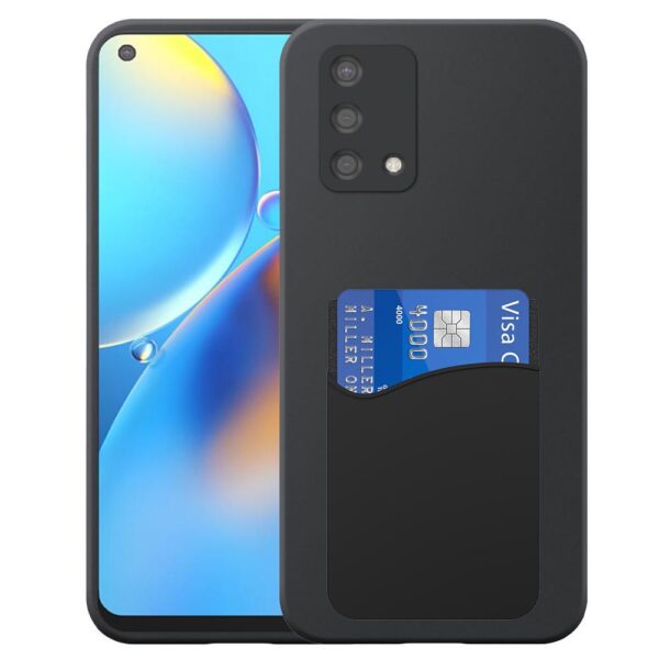 Oppo A74 telefoonhoesje siliconen zwart_met siliconen pasjeshouder