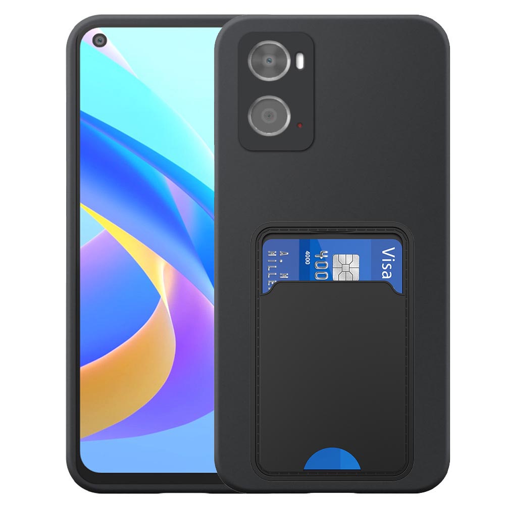 Oppo A76 telefoonhoesje siliconen zwart_met TPU pasjeshouder