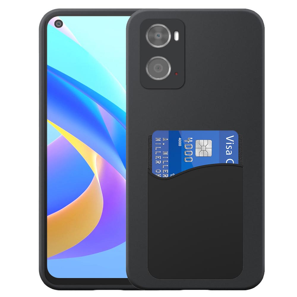 Oppo A76 telefoonhoesje siliconen zwart_met siliconen pasjeshouder