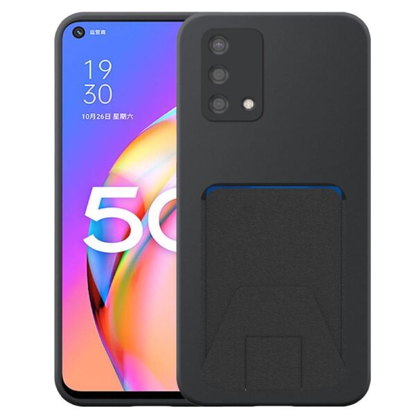 Oppo A93 5G telefoonhoesje siliconen zwart_met verstelbare leren pasjeshouder