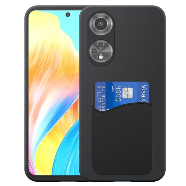 Oppo A98 telefoonhoesje siliconen zwart_met siliconen pasjeshouder