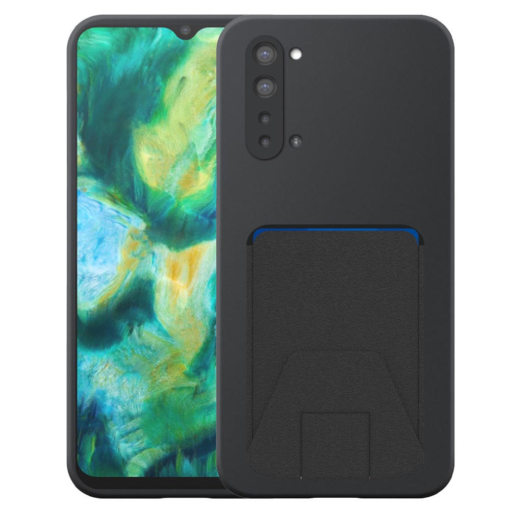 Oppo Find X2 Lite telefoonhoesje siliconen zwart_met verstelbare leren pasjeshouder