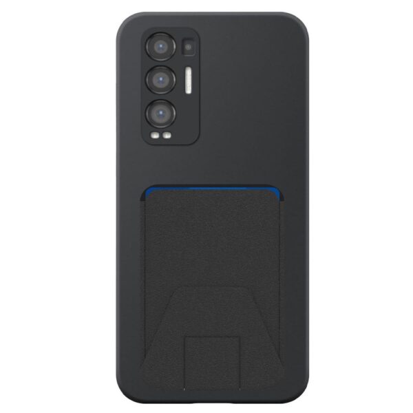 Oppo Find X3 Neo telefoonhoesje siliconen zwart (2)_met verstelbare leren pasjeshouder (2)