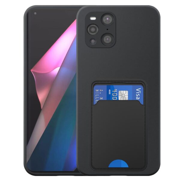 Oppo Find X3 Pro telefoonhoesje siliconen zwart_met TPU pasjeshouder