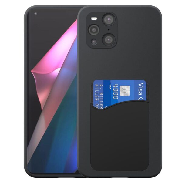 Oppo Find X3 Pro telefoonhoesje siliconen zwart_met siliconen pasjeshouder