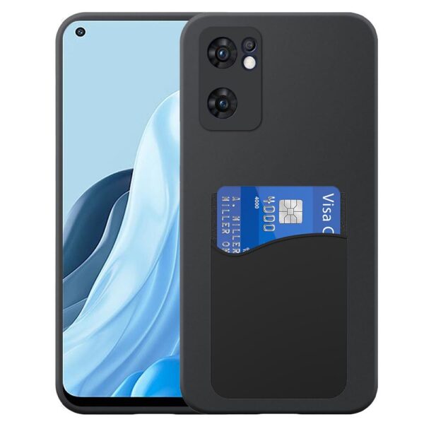 Oppo Find X5 Lite telefoonhoesje siliconen zwart_met siliconen pasjeshouder