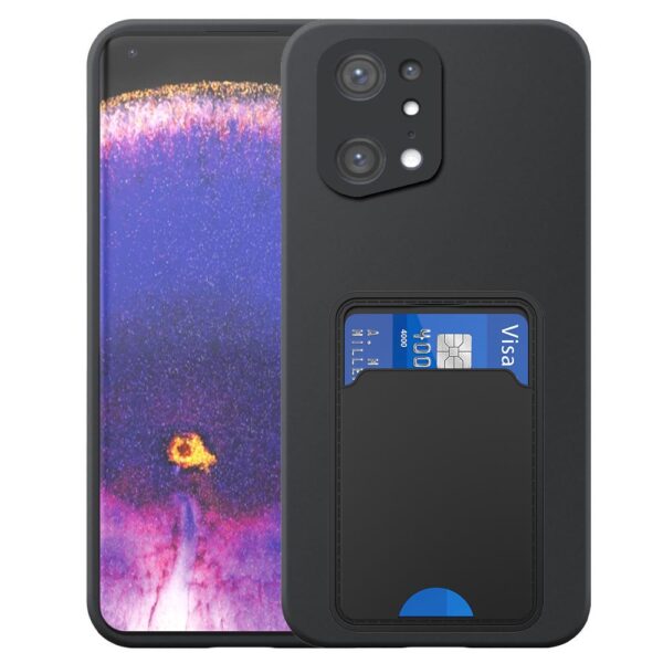 Oppo Find X5 telefoonhoesje siliconen zwart_met TPU pasjeshouder