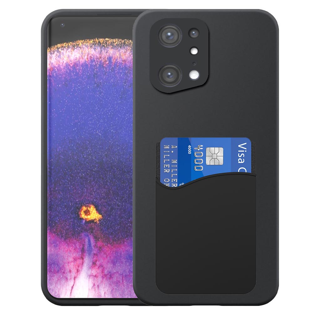 Oppo Find X5 telefoonhoesje siliconen zwart_met siliconen pasjeshouder