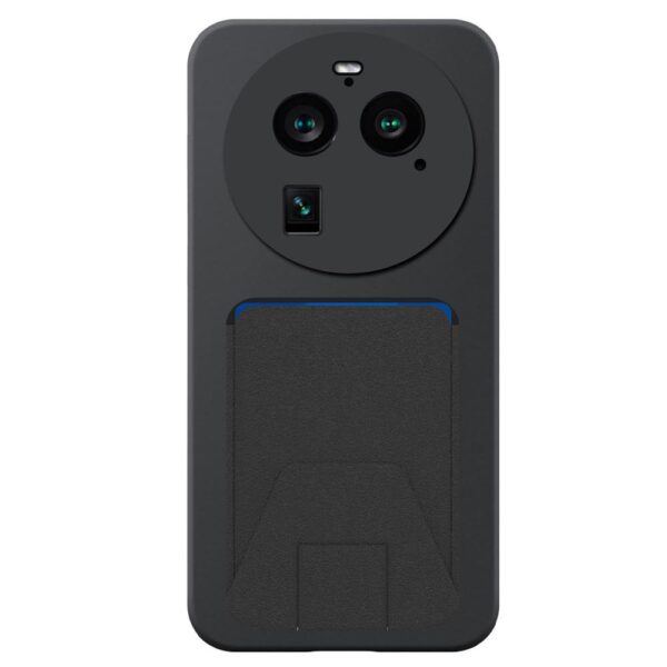 Oppo Find X6 Pro telefoonhoesje siliconen zwart (2)_met verstelbare leren pasjeshouder (2)