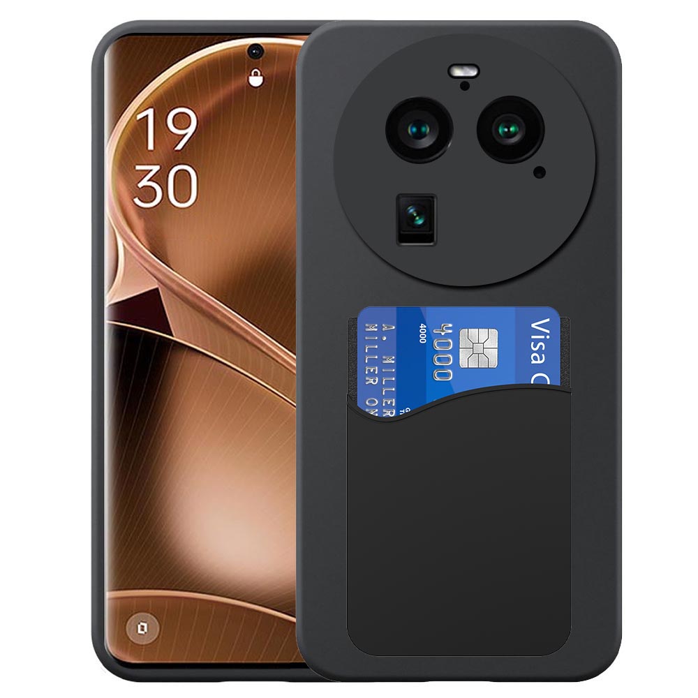 Oppo Find X6 Pro telefoonhoesje siliconen zwart_met siliconen pasjeshouder
