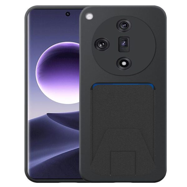 Oppo Find X7 telefoonhoesje siliconen zwart_met verstelbare leren pasjeshouder