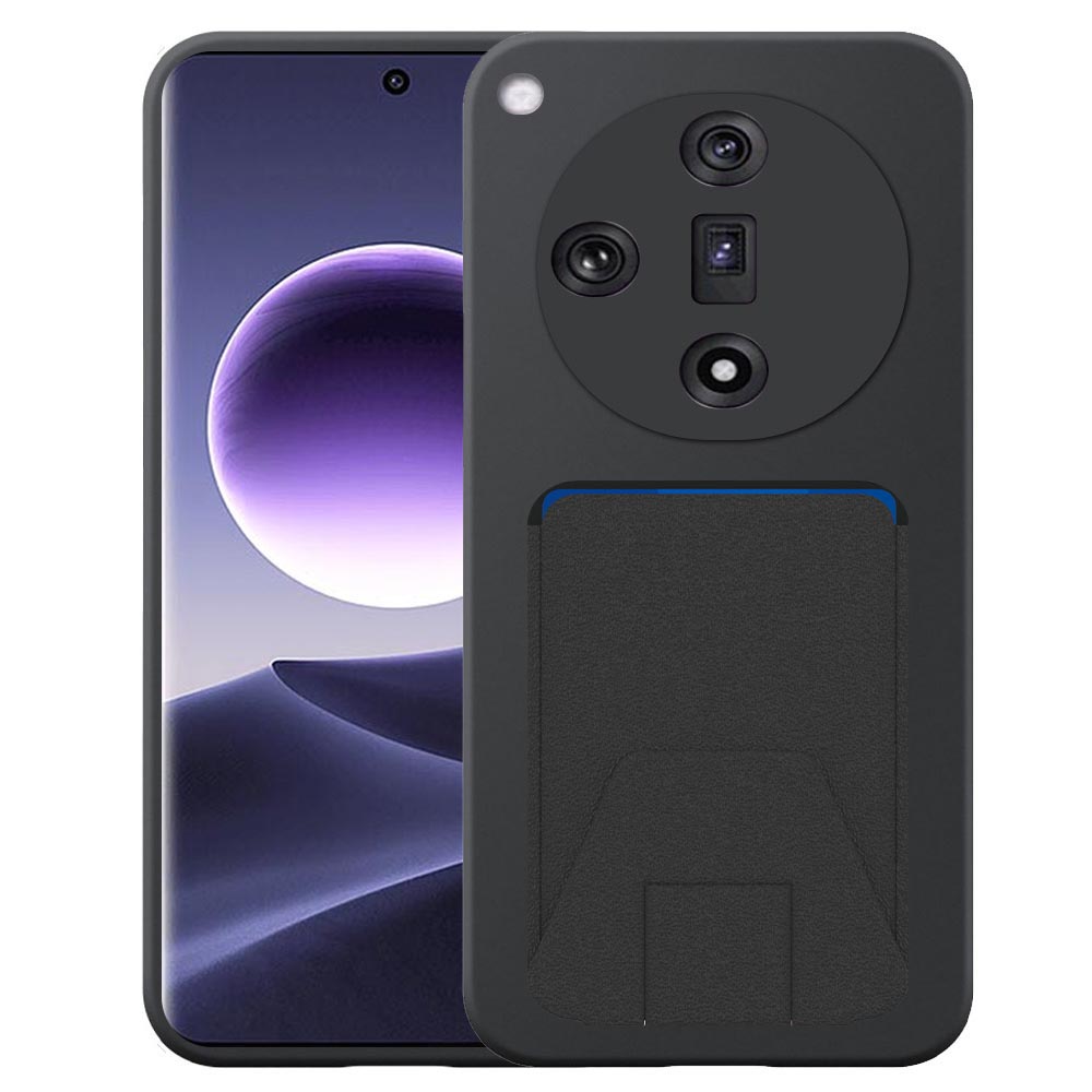 Oppo Find X7 telefoonhoesje siliconen zwart_met verstelbare leren pasjeshouder