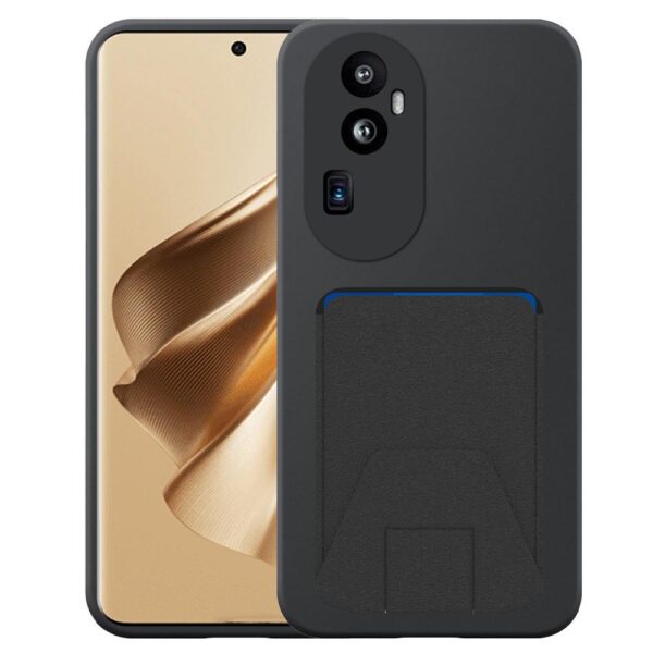Oppo Reno10 Pro Plus telefoonhoesje siliconen zwart_met verstelbare leren pasjeshouder