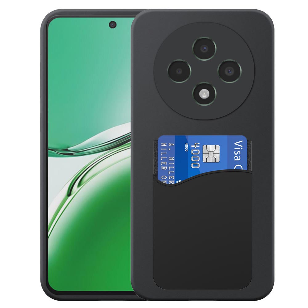 Oppo Reno12 F telefoonhoesje siliconen zwart_met siliconen pasjeshouder