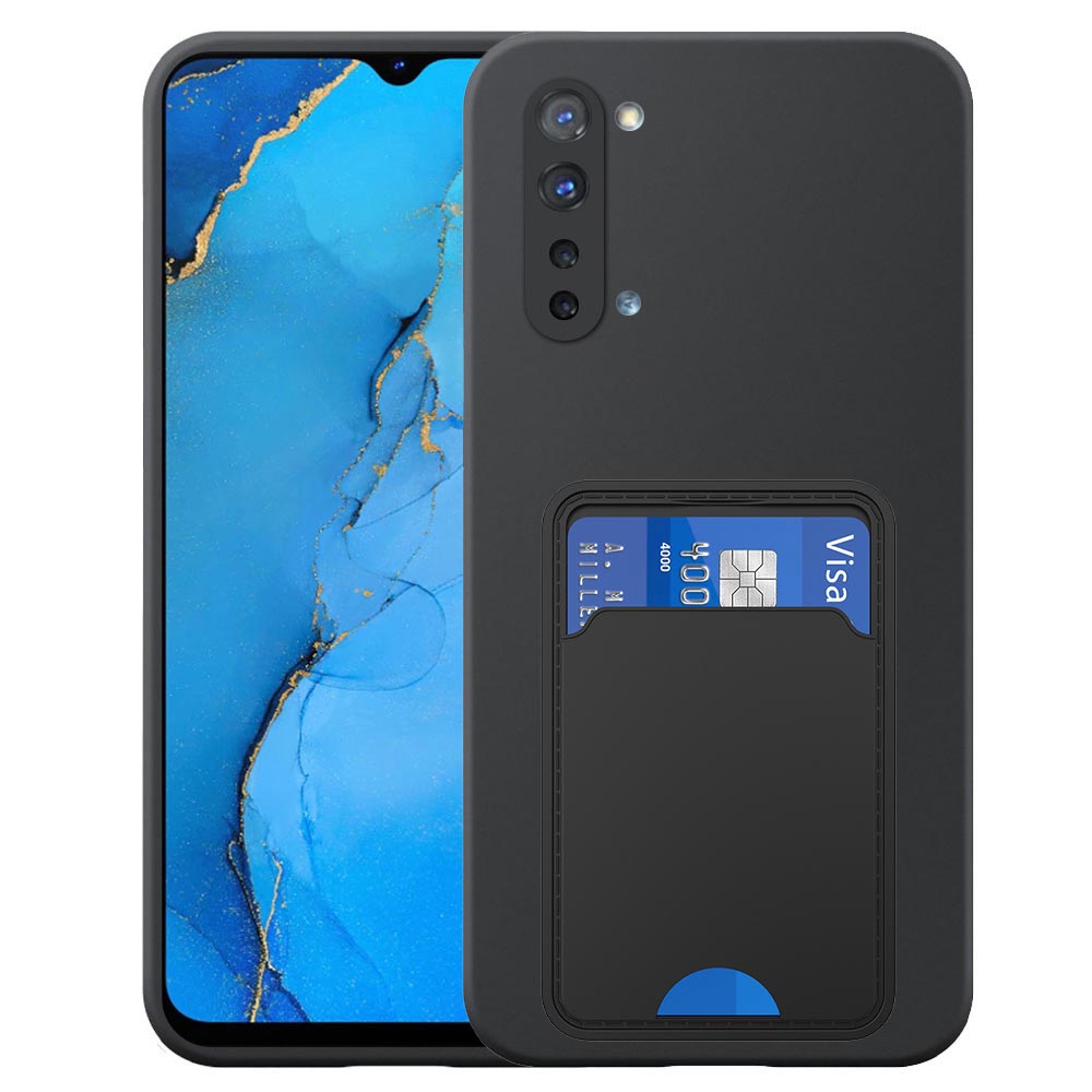 Oppo Reno3 telefoonhoesje siliconen zwart_met TPU pasjeshouder