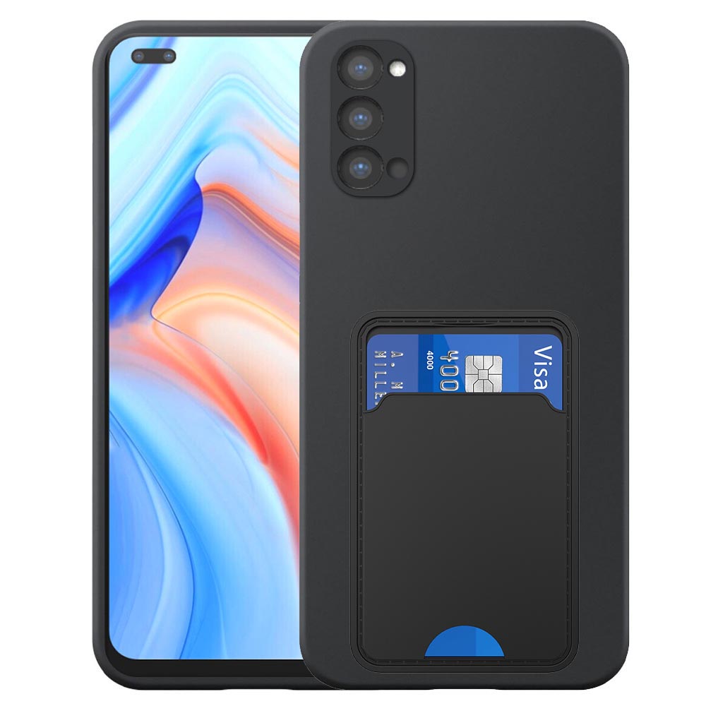 Oppo Reno4 5G telefoonhoesje siliconen zwart_met TPU pasjeshouder