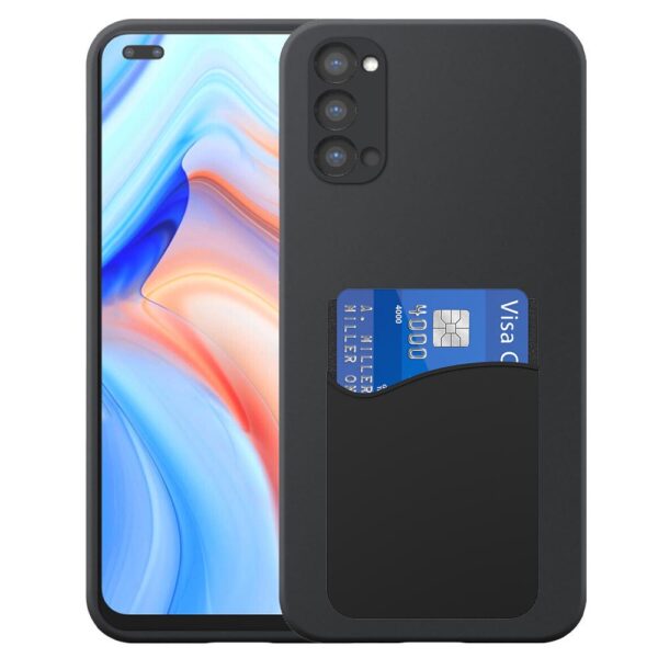 Oppo Reno4 5G telefoonhoesje siliconen zwart_met siliconen pasjeshouder