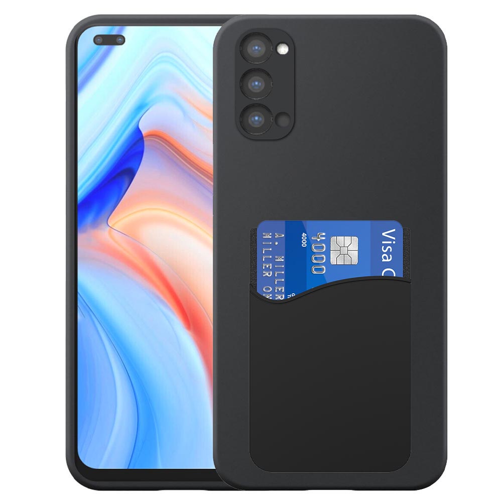 Oppo Reno4 5G telefoonhoesje siliconen zwart_met siliconen pasjeshouder